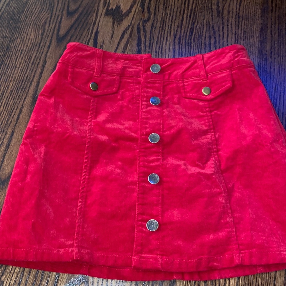 Red button up skirt